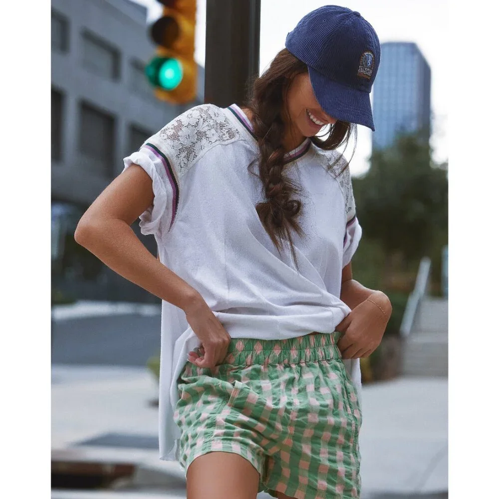 🎉LAST CHANCE🎉 FREE PEOPLE Get Free Seersucker Pull On Shorts / Exotic Lime - Picture 10 of 13